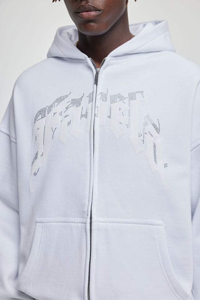 AVES RHINESTONE WHITE FRONT ZIP