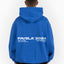 Royal Blue Snap Button Hoodie with Favela 2024 backprint