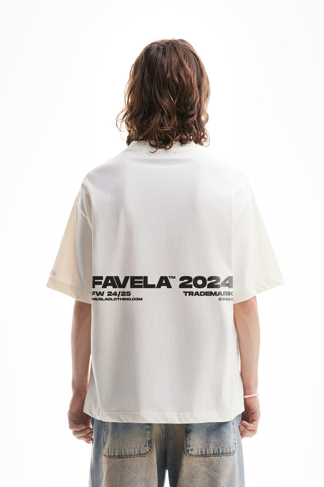 Vanilla Coloured overzised T-Shirt by Favela Clothing - Favela 2024 backprint