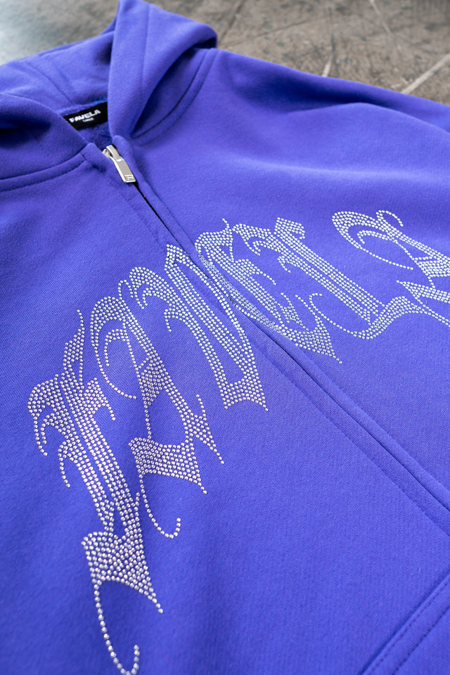 RIBCAGE RHINESTONE VERI PERI FRONTZIP HOODIE