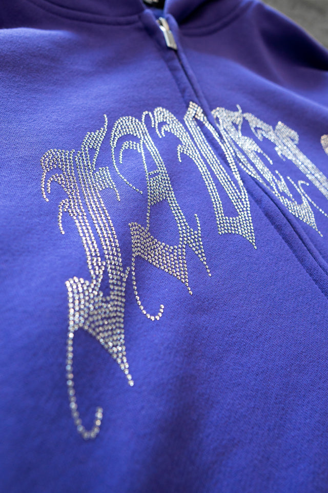 RIBCAGE RHINESTONE VERI PERI FRONTZIP HOODIE