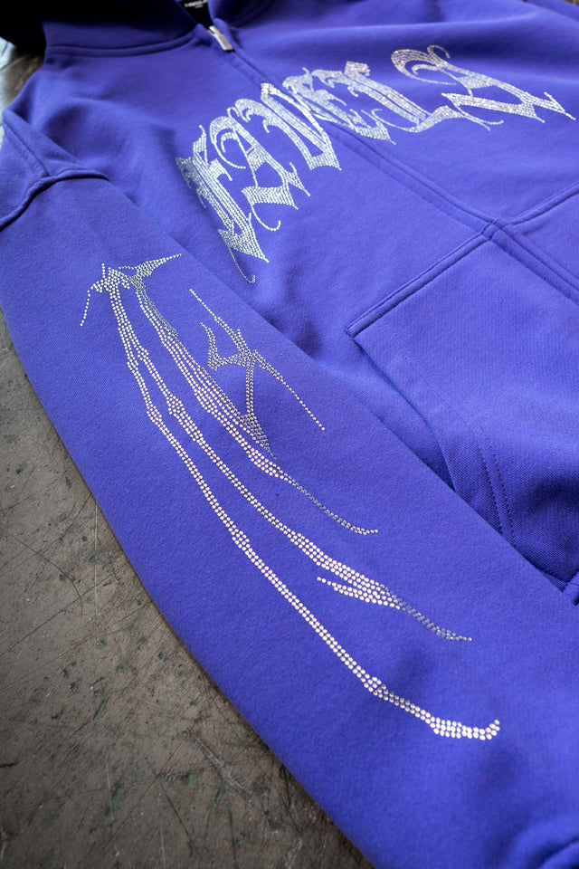 RIBCAGE RHINESTONE VERI PERI FRONTZIP HOODIE