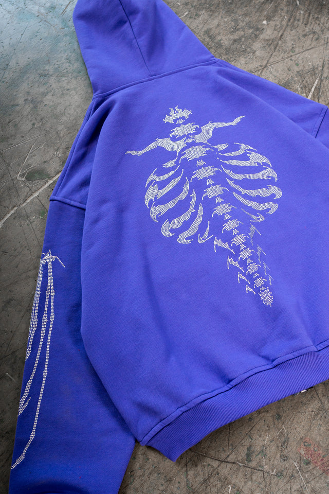 RIBCAGE RHINESTONE VERI PERI FRONTZIP HOODIE