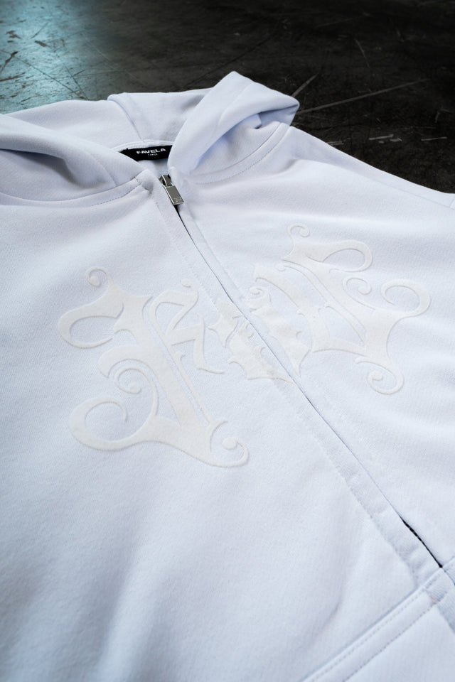 VELOUR WHITE FRONTZIP