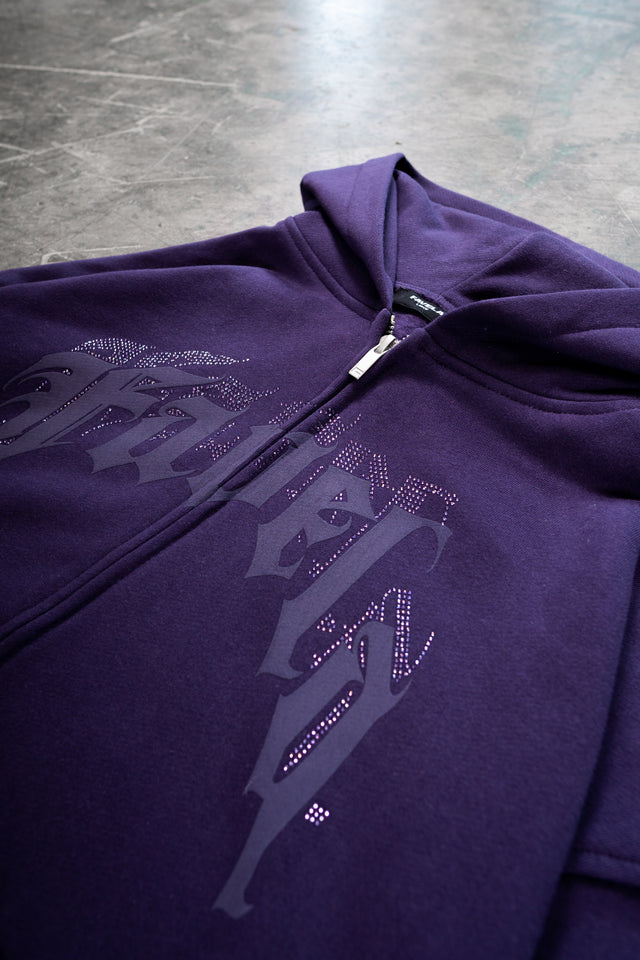 AVES RHINESTONE PLUM FRONT ZIP