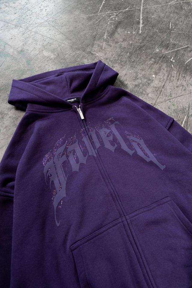 AVES RHINESTONE PLUM FRONT ZIP