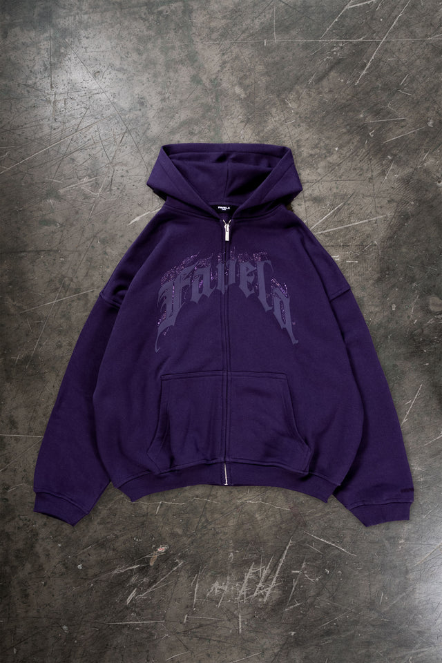 AVES RHINESTONE PLUM FRONT ZIP