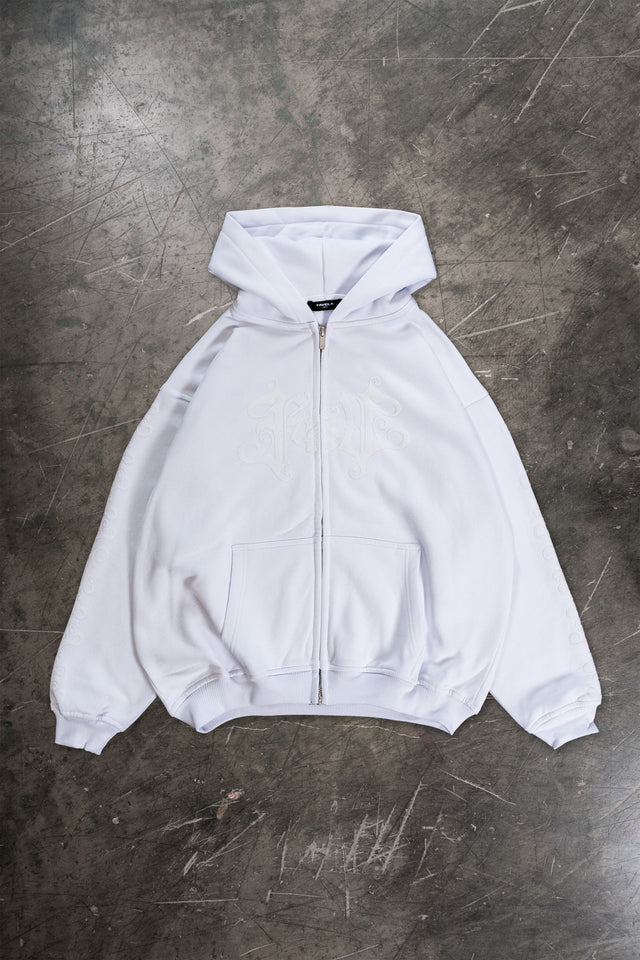 VELOUR WHITE FRONTZIP