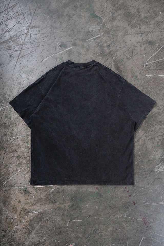 BOLT BLACK WASHED DISTRESSED T-SHIRT