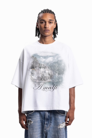 AMALFI BOXY DISTRESSED WHITE T-SHIRT