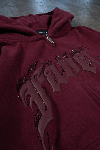 AVES RHINESTONE BORDEAUX FRONT ZIP