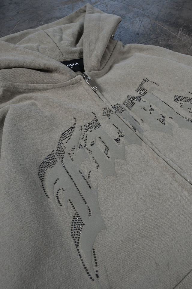 AVES RHINESTONE SEA GRASS FRONT ZIP