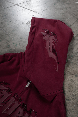 AVES RHINESTONE BORDEAUX FRONT ZIP