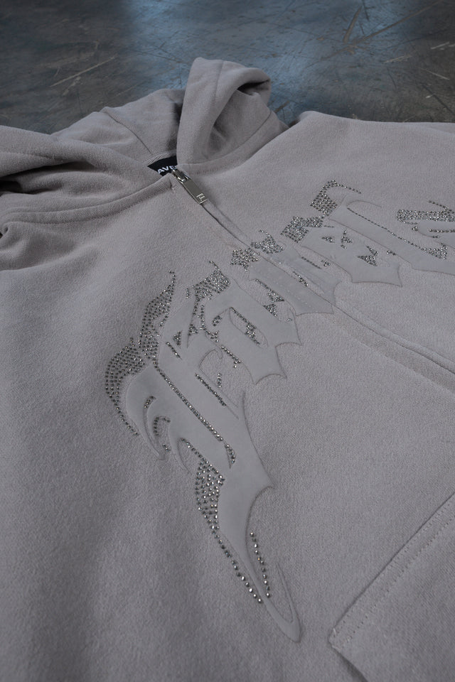 AVES RHINESTONE GRAY PA FRONT ZIP