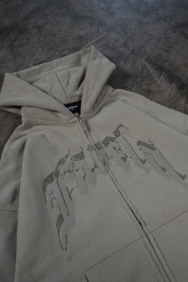 AVES RHINESTONE SEA GRASS FRONT ZIP