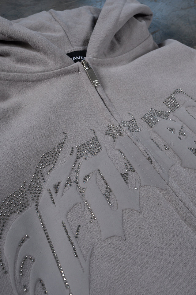 AVES RHINESTONE GRAY PA FRONT ZIP