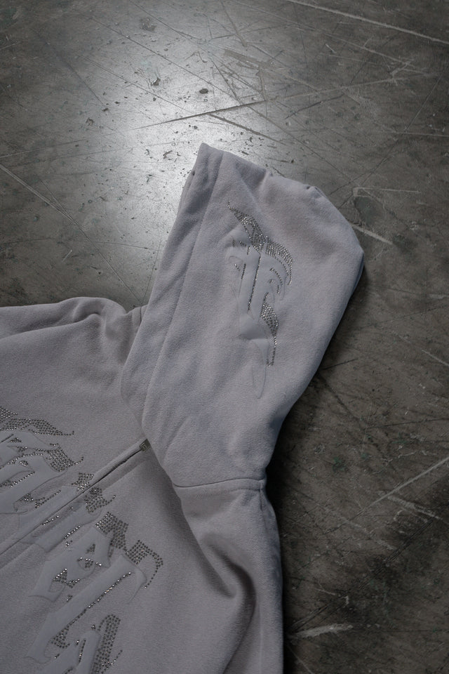 AVES RHINESTONE GRAY PA FRONT ZIP
