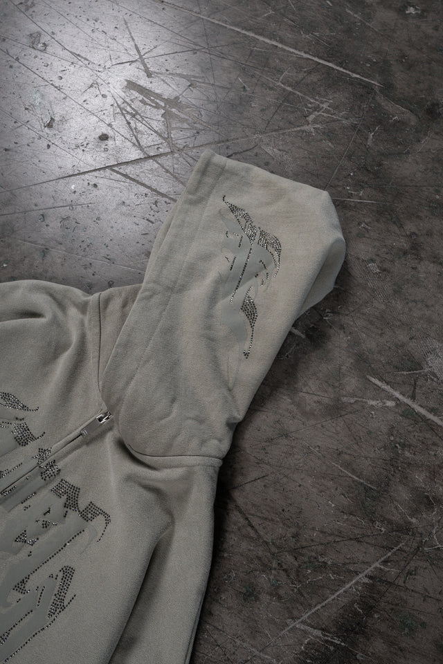 AVES RHINESTONE SEA GRASS FRONT ZIP