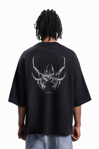 METAL CHROME BLACK DISTRESSED T-SHIRT