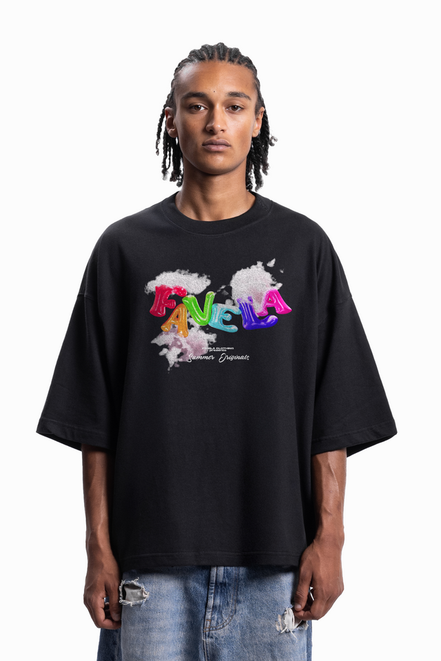 BALLOON BLACK DISTRESSED T-SHIRT