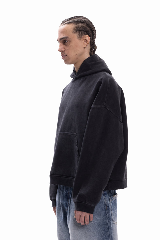 BLACK WASHED BOXY HOODIE
