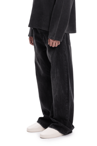 BOW CUT DENIM RETRO HEAVY WAVE WASH BLACK