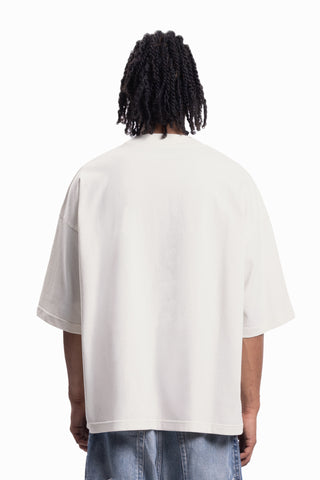 BOXY DISTRESSSED VANILLA T-SHIRT
