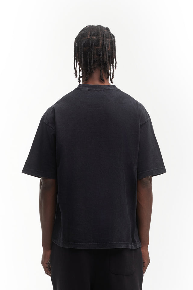 BOLT BLACK WASHED DISTRESSED T-SHIRT