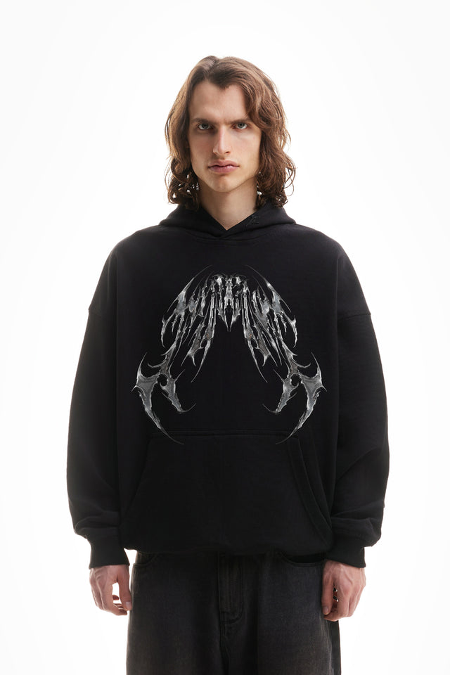 %CHROME METAL BLACK HOODIE%
