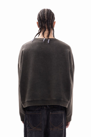 DISTRESSED ANTHRA BOXY CREWNECK