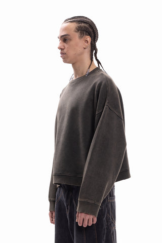 DISTRESSED ANTHRA BOXY CREWNECK