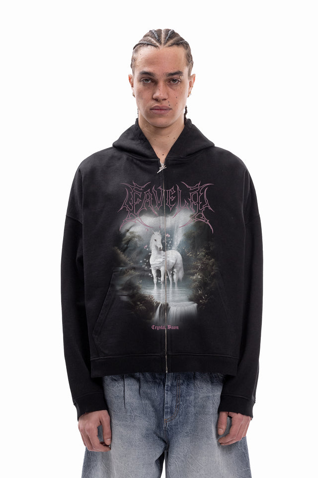 CRYSTAL DAWN BLACK BOXY FRONTZIP