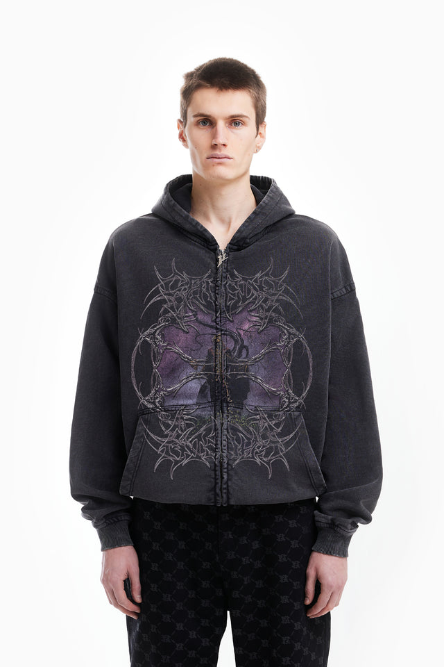 %DEATH BLACK WASHED FRONTZIP%
