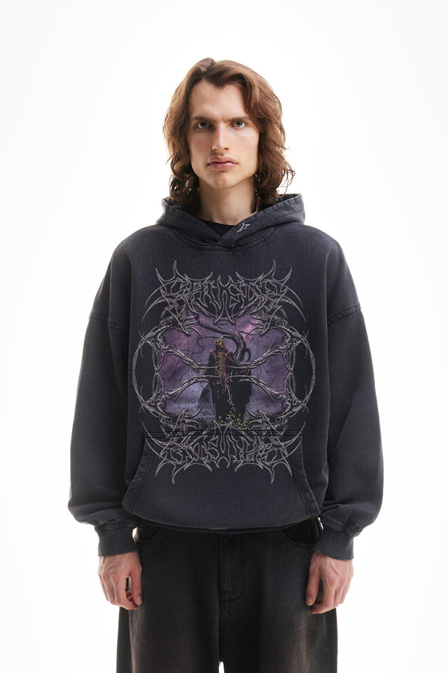 DEATH BLACK WASHED HOODIE