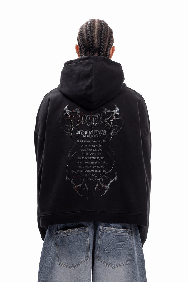DEATH IN FAVELA WORLDTOUR BLACK BOXY FRONTZIP