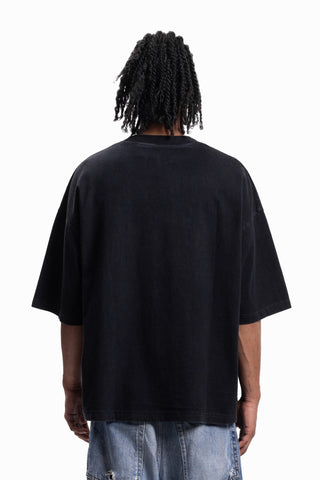 DEFLECTIVE BOXY DISTRESSED DISTRESSED BLACK WASHED T-SHIRT