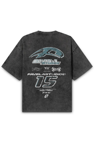 DISTRESSED BLACK WASHED DISTRESSED T-SHIRT