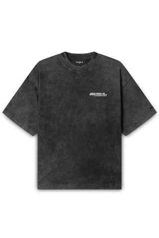 DISTRESSED BLACK WASHED DISTRESSED T-SHIRT