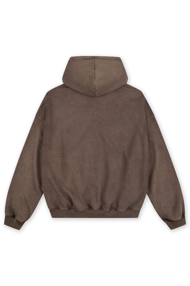BROWN SAND WASHED FRONTZIP