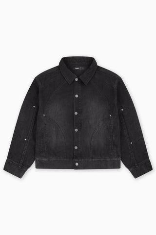 OVERSIZED BLACK WASHED DENIM JACKET