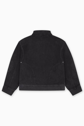OVERSIZED BLACK WASHED DENIM JACKET