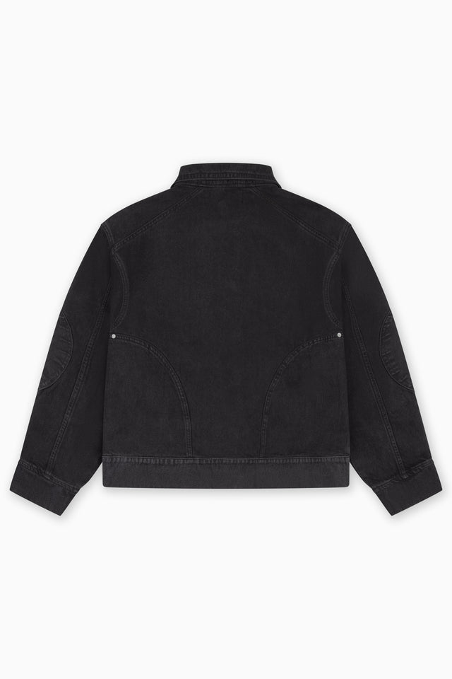 OVERSIZED BLACK WASHED DENIM JACKET