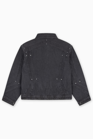 HEAVY CUTLINE BLACK WAVE WASHED DENIM JACKET