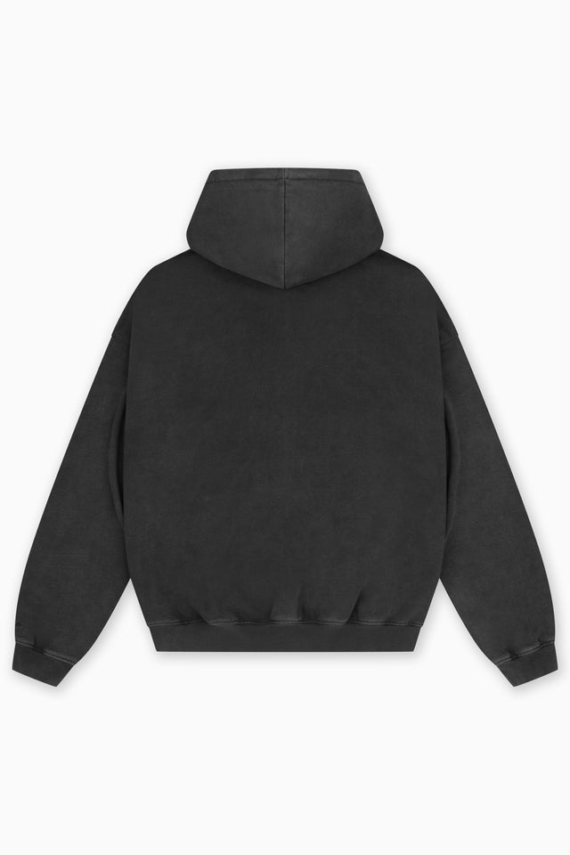 DISTRESSED PATCH BLACK WASHED FRONTZIP