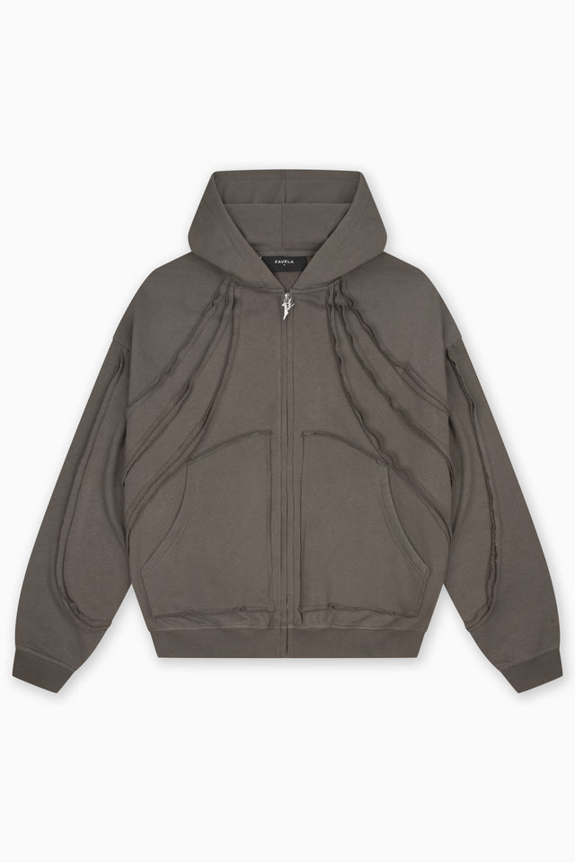LIGHT GRAY MELANGE FRONT ZIP