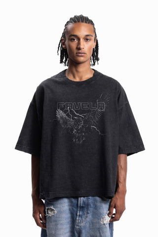 EAGLE BLACK WASHED DISTRESSED T-SHIRT