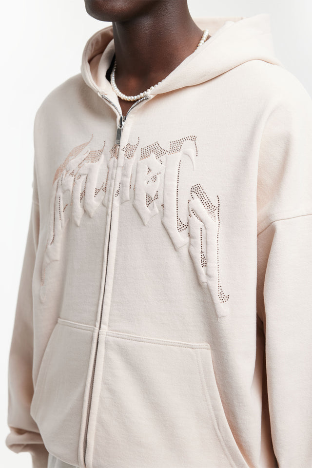 AVES RHINESTONE VANILLA FRONT ZIP