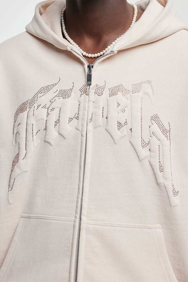 AVES RHINESTONE VANILLA FRONT ZIP