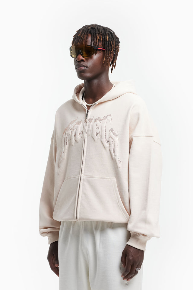 AVES RHINESTONE VANILLA FRONT ZIP