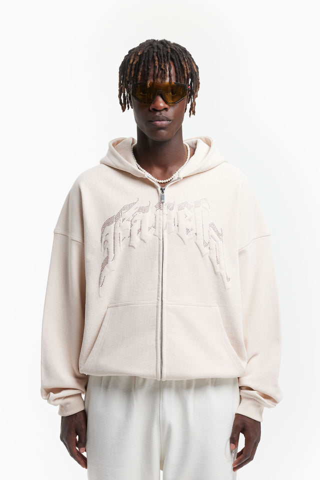 AVES RHINESTONE VANILLA FRONT ZIP